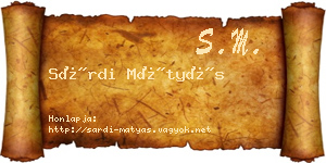 Sárdi Mátyás névjegykártya